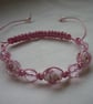 PINK LAMPWORK MACRAME STYLE BRACELET. - Image 4
