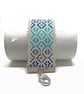 Handmade Miyuki Delica Loomed Bracelet in Blue, Grey & Silver with Frill Edge - Image 3