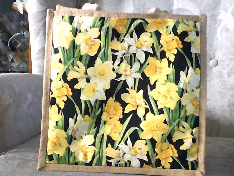Medium Jute Bag with Daffodils Pocket Folksy