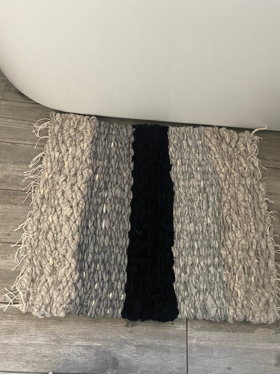 Grey and black shower or bath mat rug