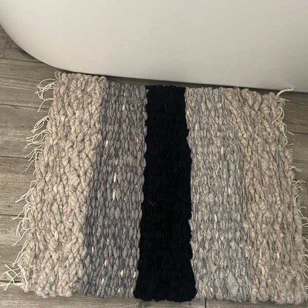 Grey and black shower or bath mat rug