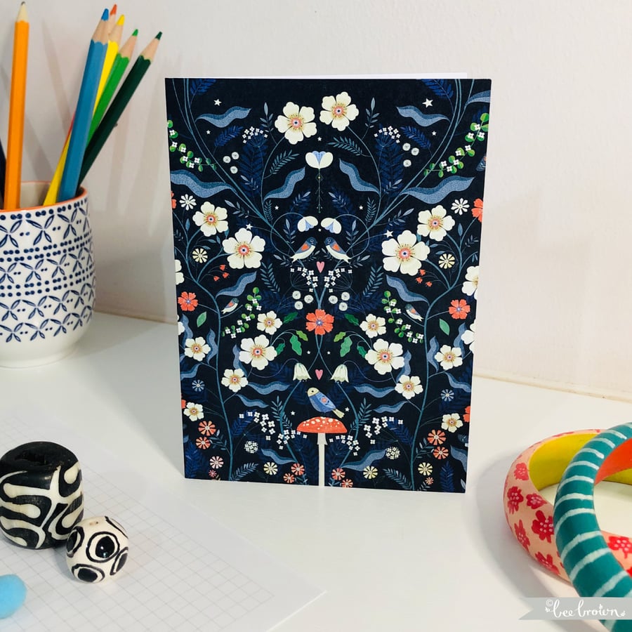 'Folk Birds' - Greetings Card