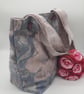 Soft floral lilac and blue handbag with pockets and decorative buttons.   - Image 2