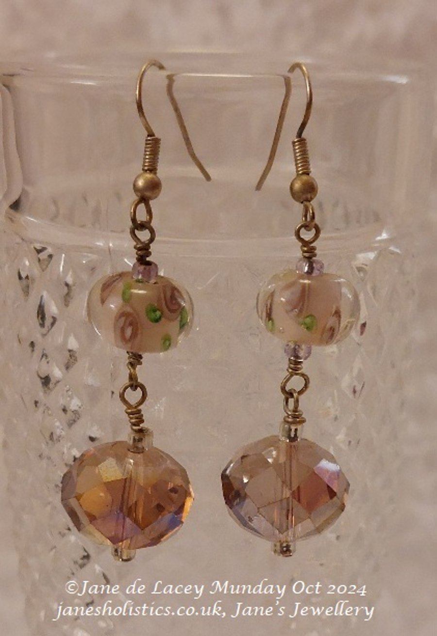 Hints of Pink Glass Drop Earrings