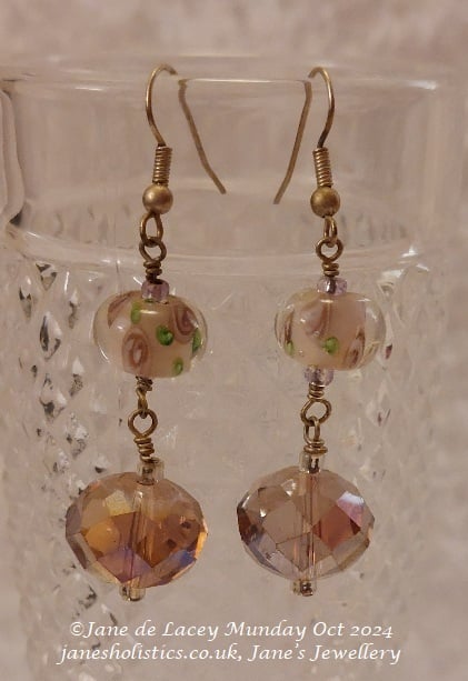 Hints of Pink Glass Drop Earrings