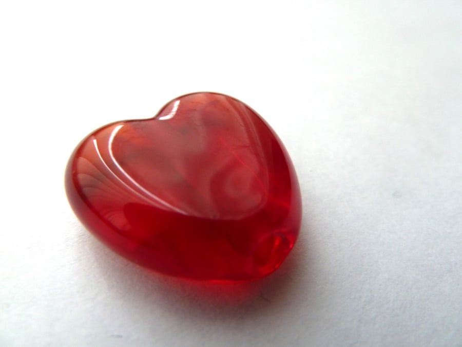 handmade lampwork red heart bead