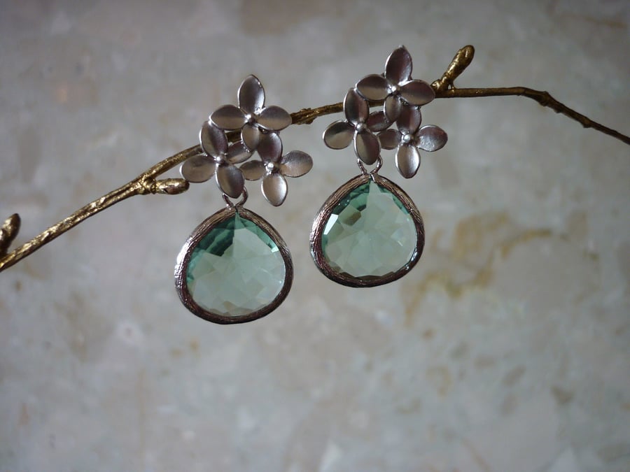 ERNITE AND CHERRY BLOSSOM SILVER 925 EARRINGS. 529