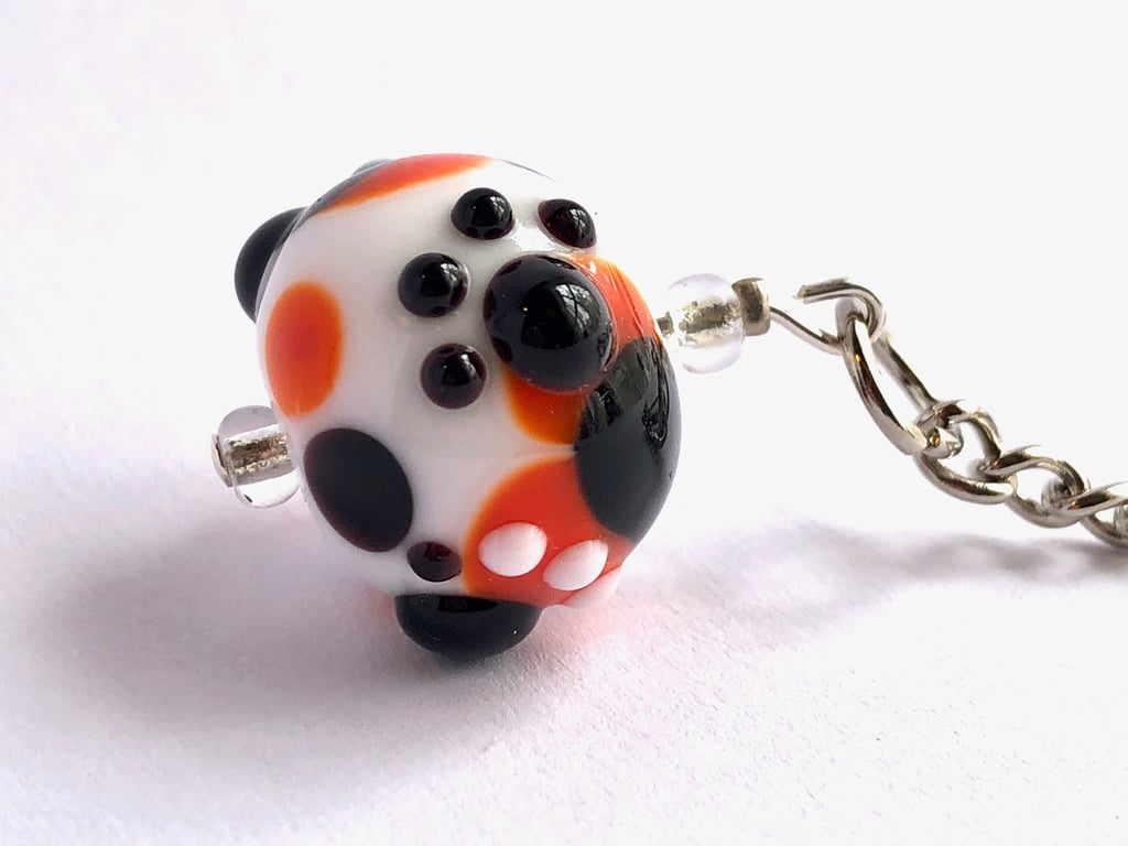 lampwork glass paw print keyring bag charm various colours custom made to order