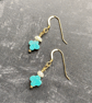 Freshwater Pearl & Sleeping Beauty Turquoise Gold Vermeil Earrings - Image 1