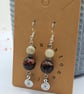 Sterling Silver Red Tiger's Eye And Calcite Beaded Earrings With Spiral Charms