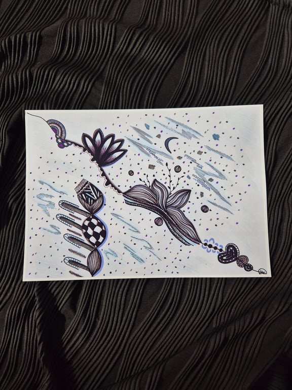 Zentangle Art Print - A4 Unframed Abstract Art - Daydreaming