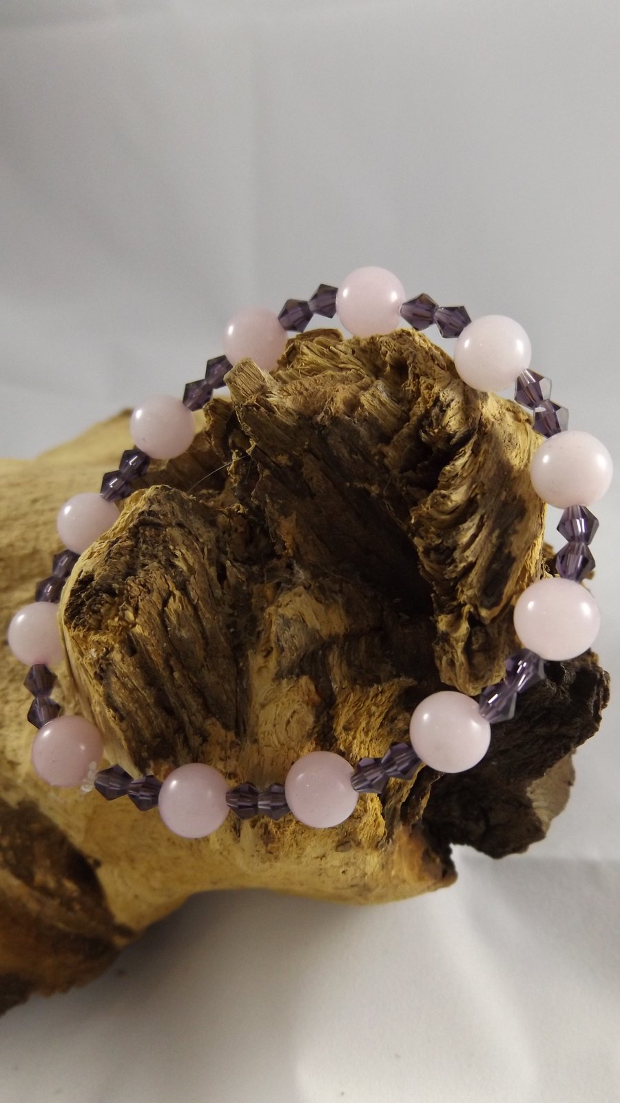 Lilac Quartzite and purple crystal stretch bracelet