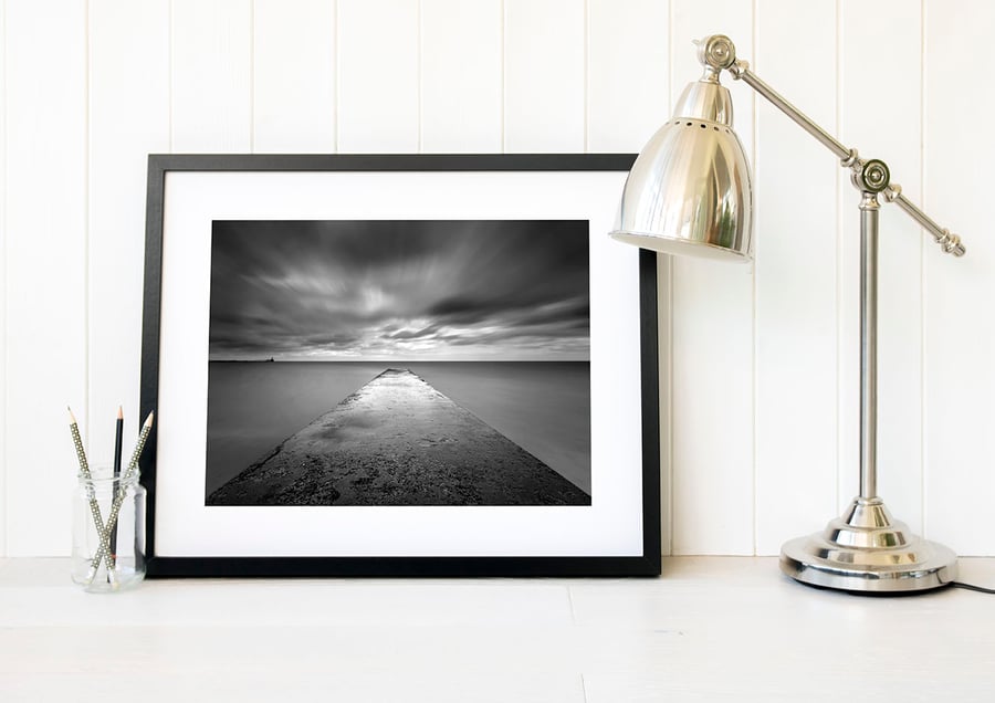 Geordie gift, Blyth photography, Minimalist black and white living room wall art
