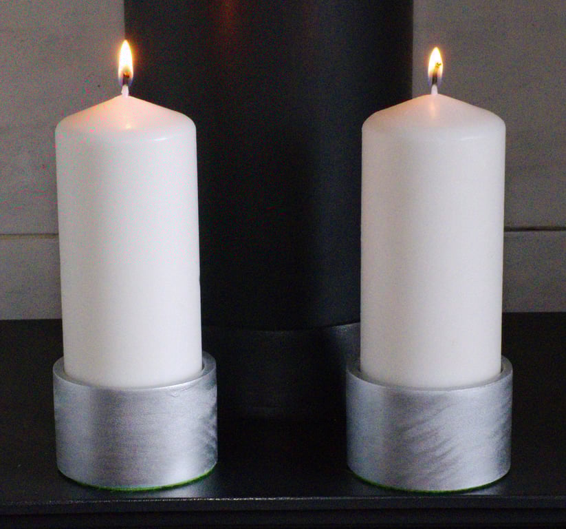 Turned wooden candle holder