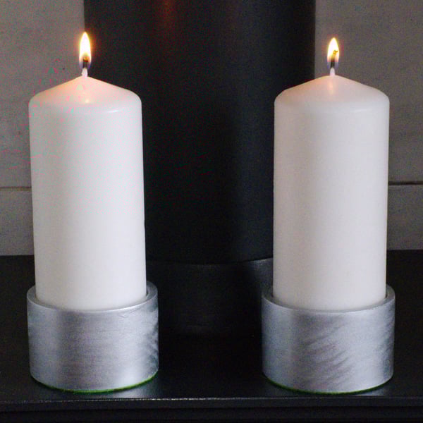 Turned wooden candle holder