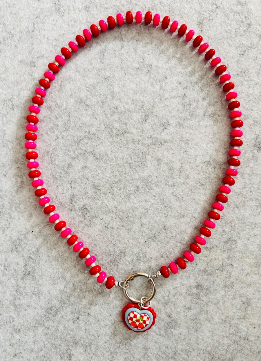 Red and Pink Cherry Neckalce