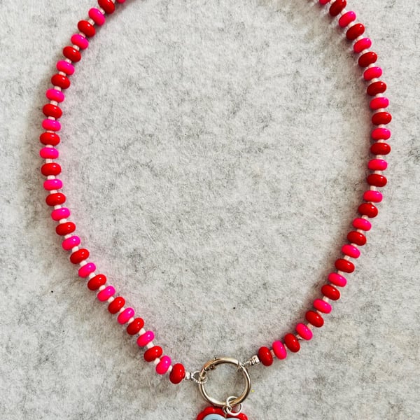 Red and Pink Cherry Neckalce