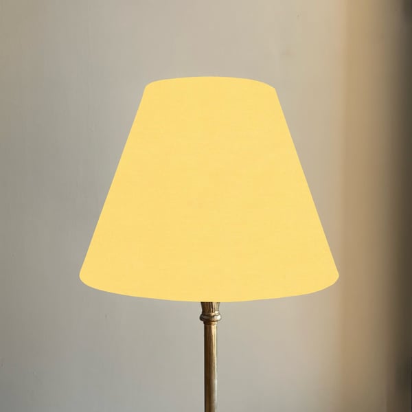 Lemon yellow cotton coolie lampshade, empire lampshade, light yellow cotton