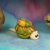 Spring Sale ... Tiny Village Snail OOAK Sculpt by Ann Galvin Gnome Village