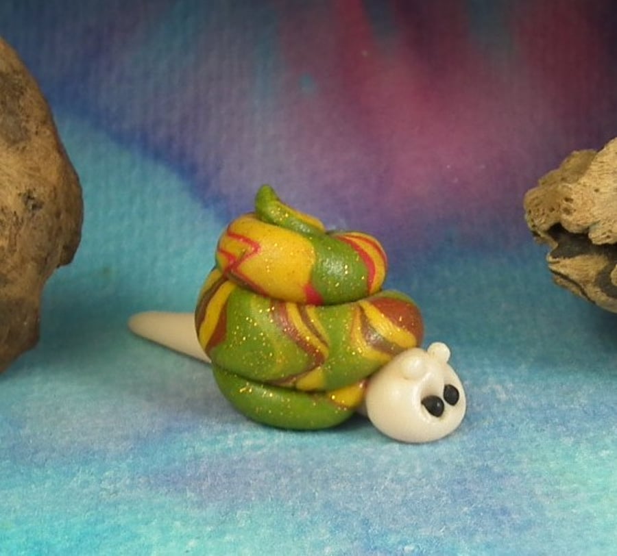 Spring Sale ... Tiny Village Snail OOAK Sculpt by Ann Galvin Gnome Village