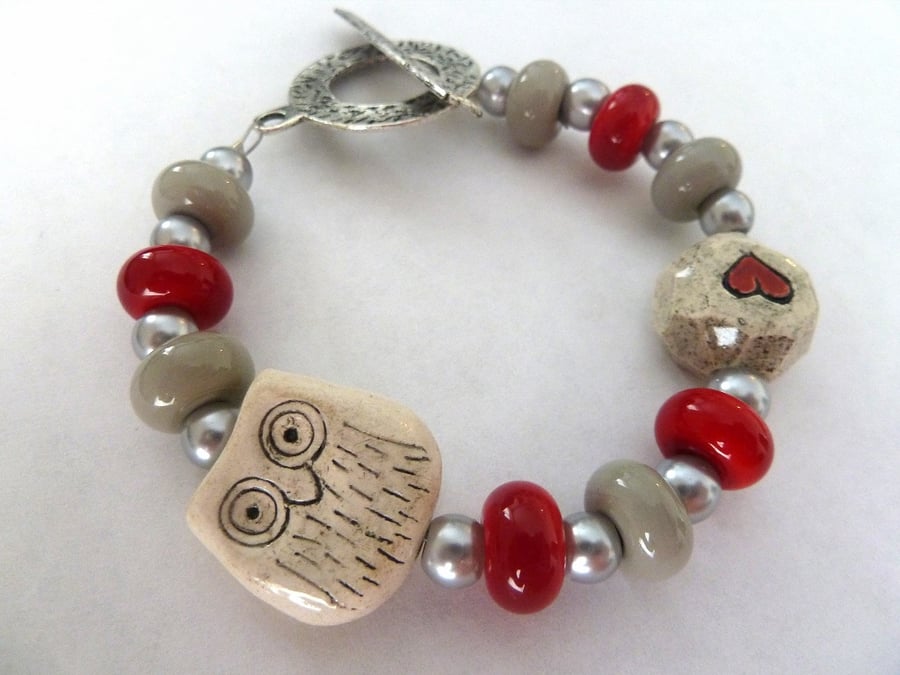 owl ceramic bracelet