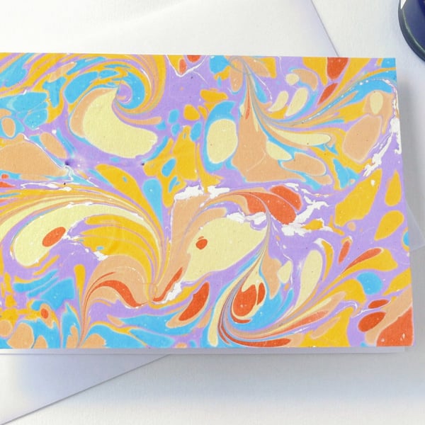 Lovely marbled paper art greetings card pattern... - Folksy