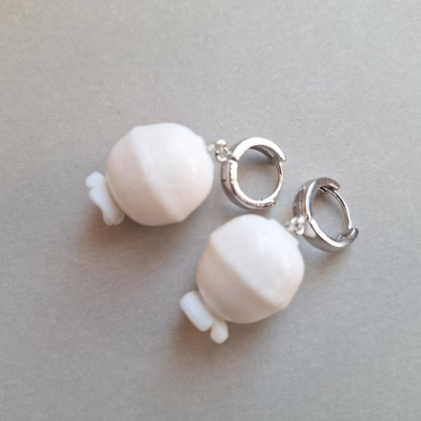 White coral silver plated earrings handmade
