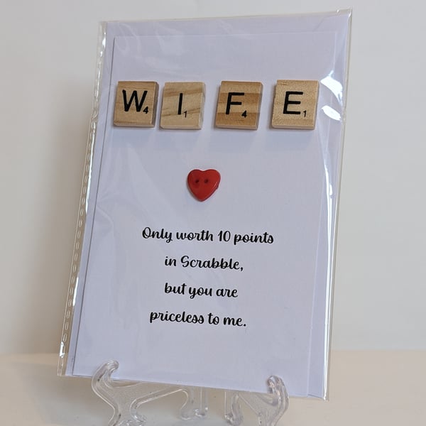 Wife only worth 10 points in Scrabble greetings card
