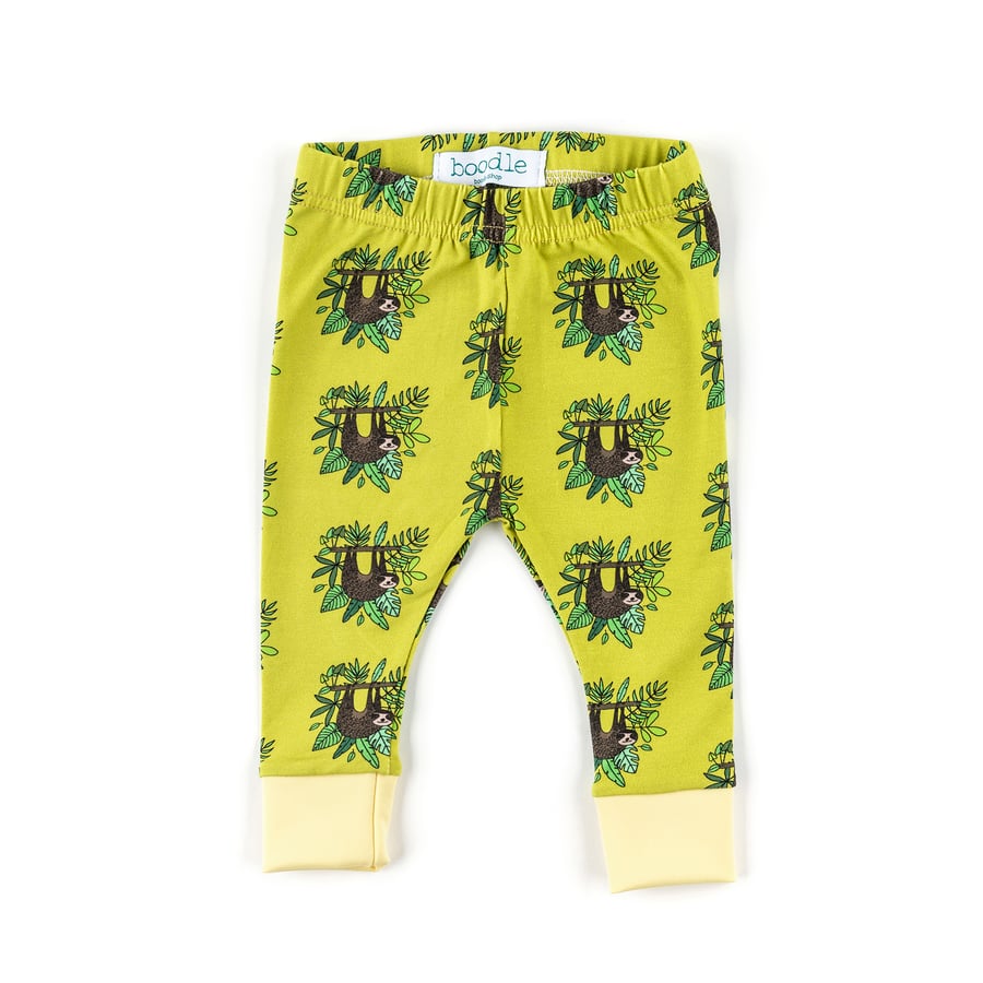 Organic sloth baby leggings