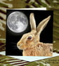 Exclusive Handmade Hare & Moon Greetings Card on Archive Photo Paper - Image 1