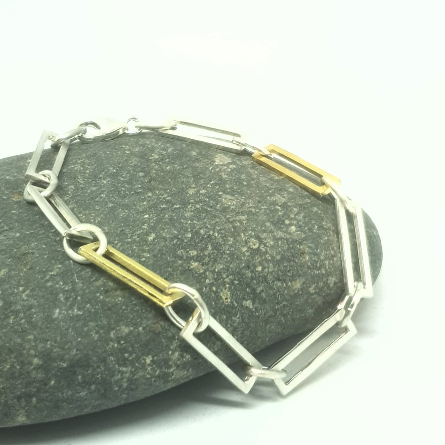Gaviria by Fedha - geometric sterling silver and gold vermeil bracelet