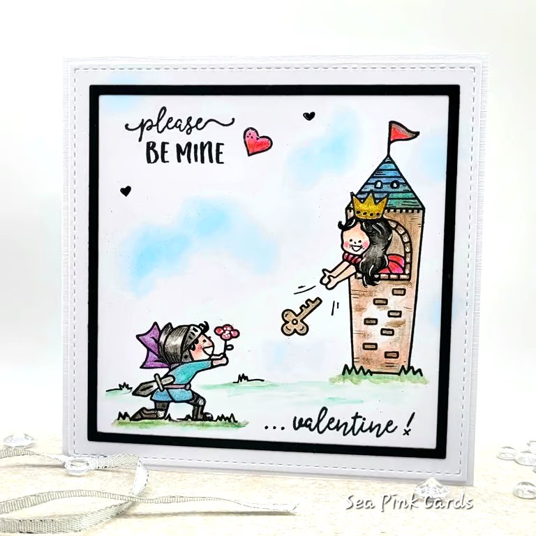 Valentine Card - Cartoon Prince, Princess, Valentine's Day, Handmade Cards