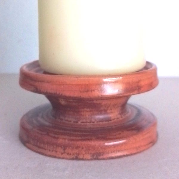 Brown pillar candle holder, Ceramic autumn brown church candleholder, 
