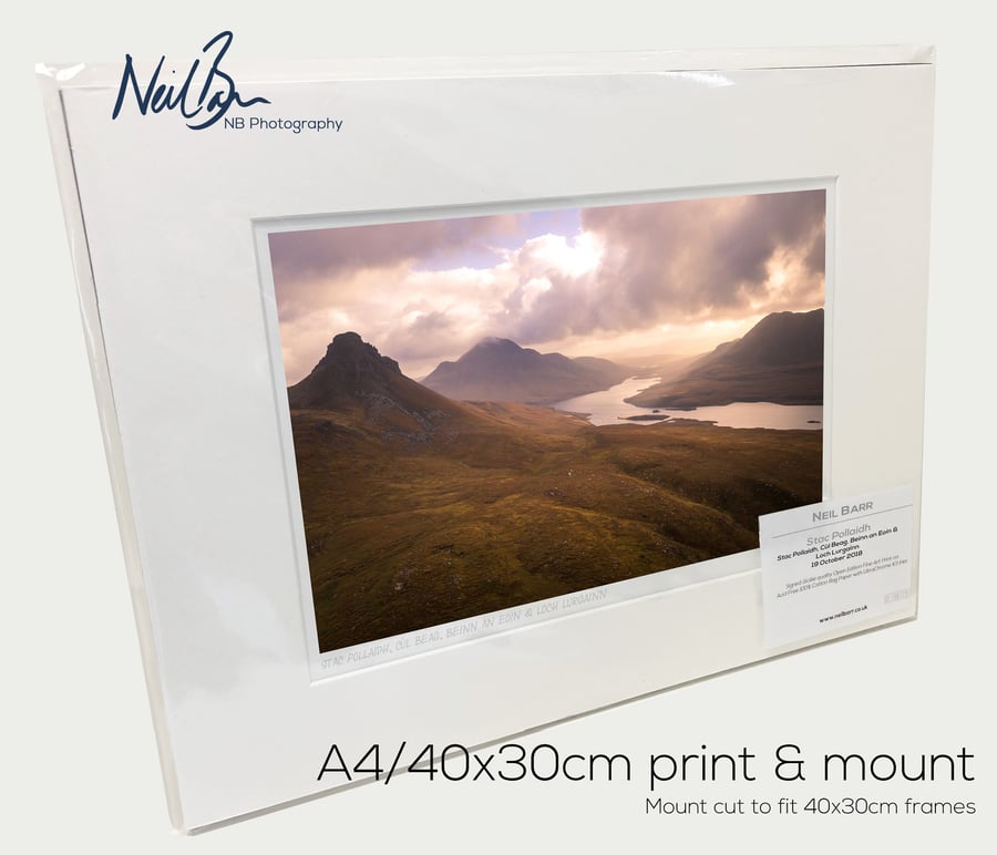 Stac Pollaidh, Cul Beag & Loch Lurgainn, Inverpolly - A4(40x30cm) Unframed Print