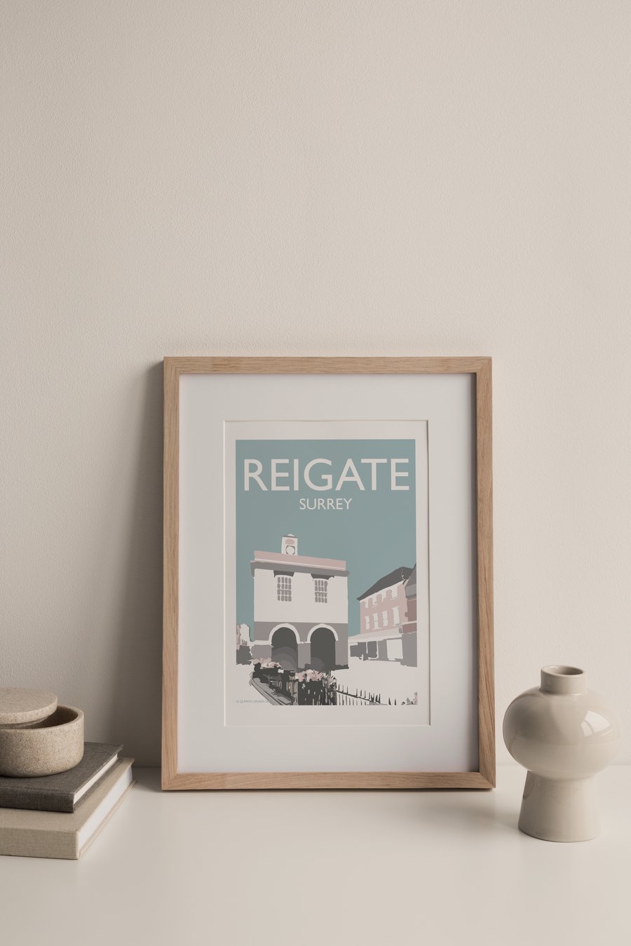 Reigate Multi Coloured, Surrey Giclee Travel Print