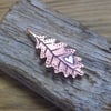 Copper and silver pretty oak leaf brooch mixed metals MADE TO ORDER