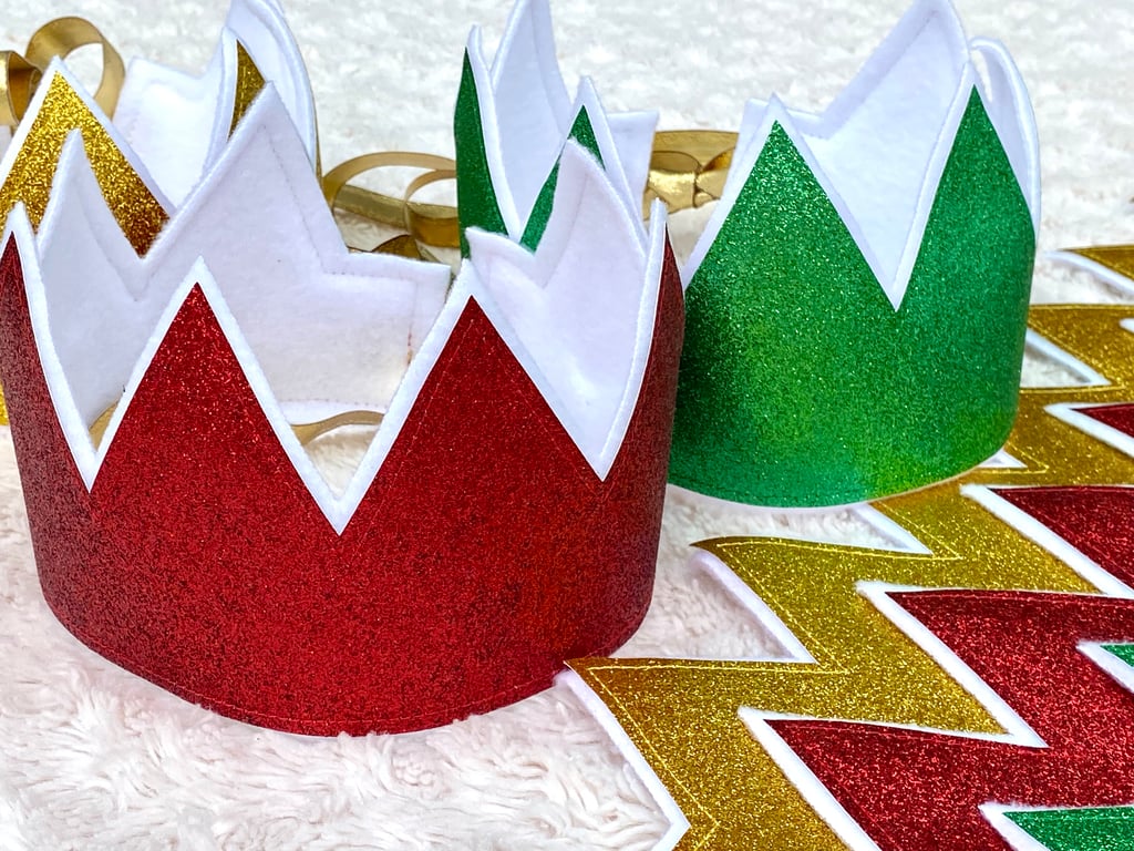 Glitter Christmas Cracker Crowns Set of 4, Christmas Party Hats