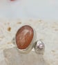 Rose Cut Peach Moonstone Slice Ring - Image 10