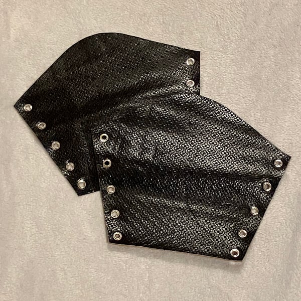 Lg Pair of Uniquely Patterned Black Leather Bracers (sold with lacing)