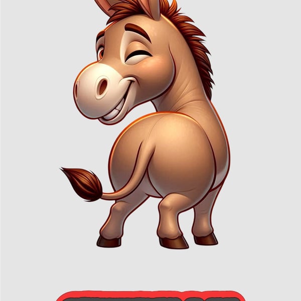 Funny Donkey Poster Cartoon Style Wall Art
