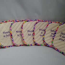 Coasters A Set of 7 Featuring  Birth Days of the Week Rhymes
