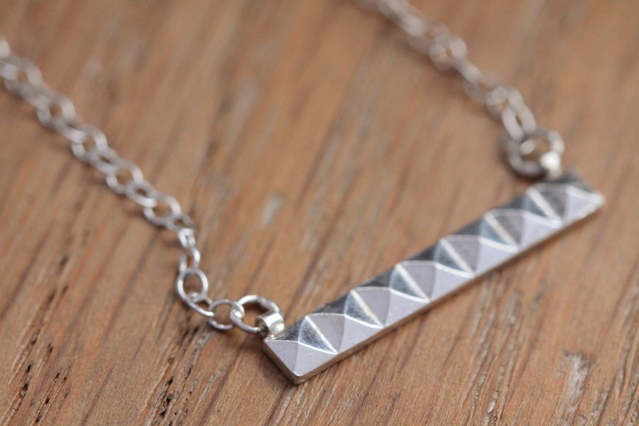 Silver Pyramid Necklace - Silver Bar Necklace - Handmade Silver Necklace