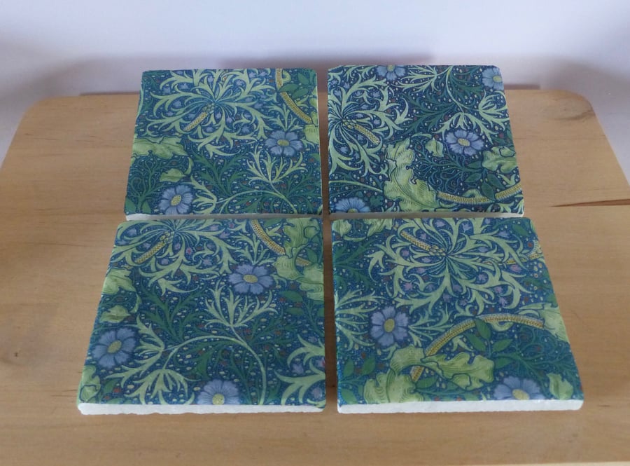 Set of 4 Marble 'William Morris' Coasters