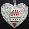 Red ceramic heart decoration Love Sweet Love