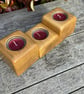 Set of 3 Handmade Horse Chestnut Wood Candle Holders with Glass Liners - Image 3