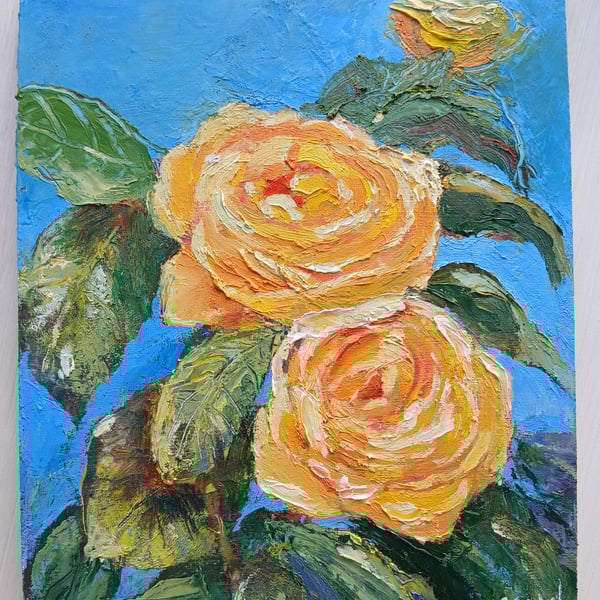 Yellow Roses original oil painting 