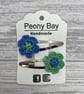 Hair clips, green & blue flower hair clips