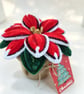 Small Handmade Poinsettia in Burlap Pot  Everlasting Christmas Flower Gift 