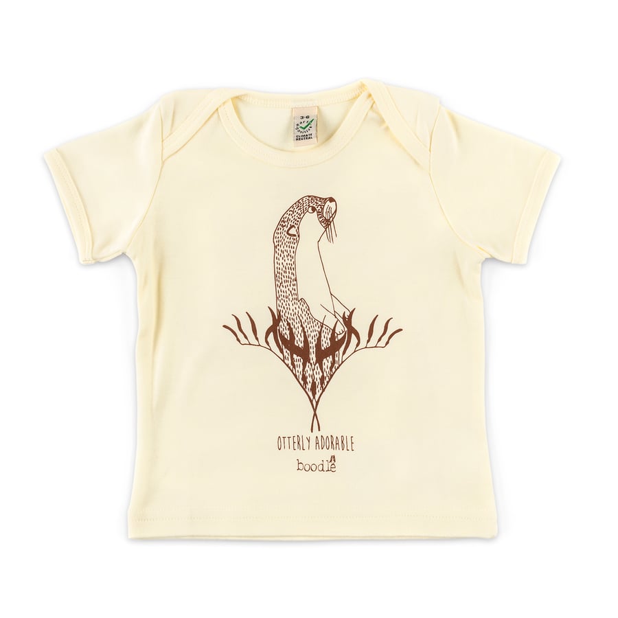 Organic 'Otterly adorable' Otter baby t-shirt. 