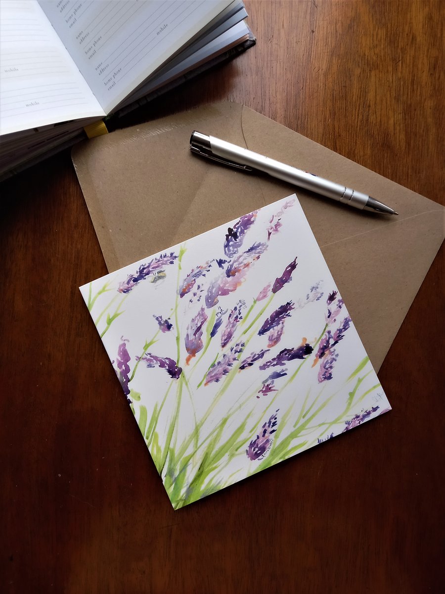 Lavender card - blank greetings card, birthdays, weddings, special occasions